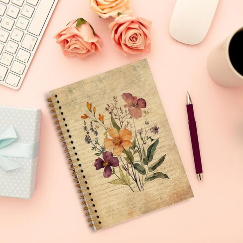 Foritho Vintage Floral Notebook, Retro Cottagecore Wildflower Botanical Journal for Women Teen Girls, Floral Office Supplies, Spiral Notebook 5.5x8.3 Inch in Saudi Arabia