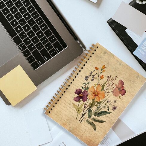 Foritho Vintage Floral Notebook, Retro Cottagecore Wildflower Botanical Journal for Women Teen Girls, Floral Office Supplies, Spiral Notebook 5.5x8.3 Inch in Saudi Arabia