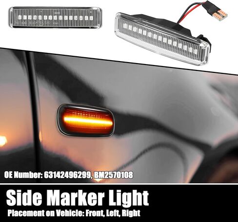 X AUTOHAUX 1 Pair Car LED Side Marker Lights Sequential Flashing Turn Signal Light Assembly 63142496299 BM2570108 for BMW 5 Series in Saudi Arabia