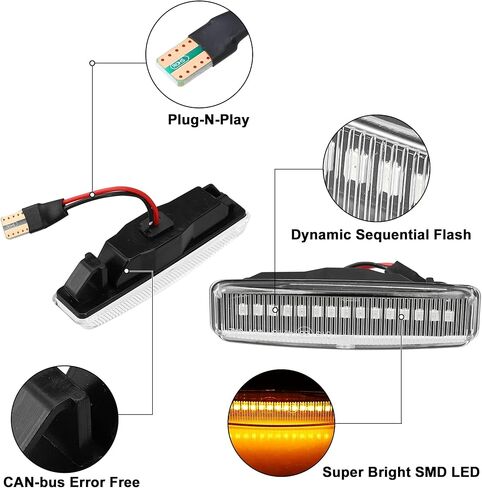 X AUTOHAUX 1 Pair Car LED Side Marker Lights Sequential Flashing Turn Signal Light Assembly 63142496299 BM2570108 for BMW 5 Series in Saudi Arabia
