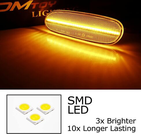 iJDMTOY عدسة مدخنة كهرمانية كاملة LED مجموعة مصابيح جانبية للمصد الأمامي متوافقة مع Toyota 1993-98 Supra، 2000-05 Celica، 2000-07 MR2، مدعومة بإجمالي 45-SMD LED، استبدل العلامات الجانبية الكهرمانية OEM in Kuwait