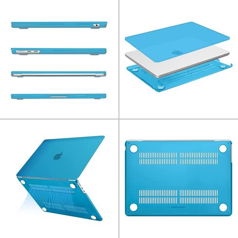 حافظة MOSISO متوافقة مع جهاز MacBook Air 13 بوصة 2024-2022 M3 A3113 M2 A2681 Touch ID، غطاء بلاستيكي صلب وغطاء لوحة مفاتيح وفيلم شاشة ومحول من النوع C وحقيبة بوليستر متعددة الوظائف، أزرق مائي وأزرق داكن in Saudi Arabia