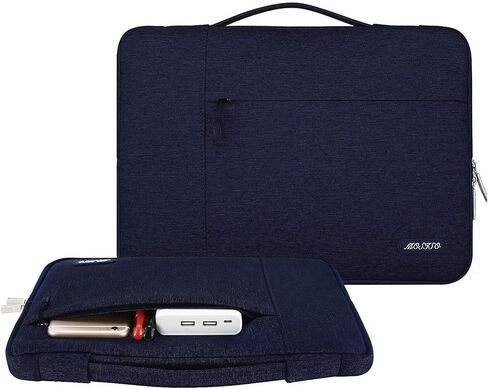 حافظة MOSISO متوافقة مع جهاز MacBook Air 13 بوصة 2024-2022 M3 A3113 M2 A2681 Touch ID، غطاء بلاستيكي صلب وغطاء لوحة مفاتيح وفيلم شاشة ومحول من النوع C وحقيبة بوليستر متعددة الوظائف، أزرق مائي وأزرق داكن in Saudi Arabia