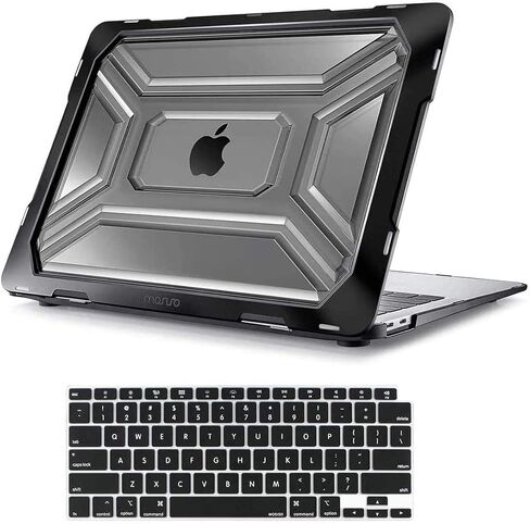 حافظة MOSISO متوافقة مع جهاز MacBook Air 13 بوصة 2022-2020 A2337 M1 A2179، عبوتان واقي شاشة أزرق غير لامع مقاس 13 بوصة يحجب الضوء وغطاء صلب من البلاستيك شديد التحمل مع مصد TPU وغطاء لوحة المفاتيح، أسود in Saudi Arabia