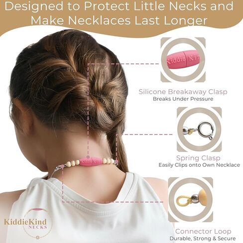 Child-Safe Silicone Breakaway Clasp Necklace Adapter | Prevents Neck Injury & Chain Breakage | Easy for Kids to Use | Safety Jewelry | Disability Safe (Dusty Rose) in Saudi Arabia