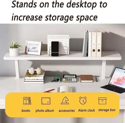 23.6x7.8 in Clamp On Desk Organizer Shelf, Above Desk Storage Extension Portable No Drill Required Bookcase Clamp Rack for Home Office Dorm Workstation and Study Space, Natural in Saudi Arabia