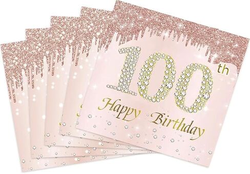 40 Pcs Rose Gold 75th Birthday Napkins 2 Ply Disposable Birthday Napkin for Women Birthday Dinner Rose Gold Luncheon Napkins for 75th Birthday Decorations & Anniversary 13 x 13 Inch in Kuwait