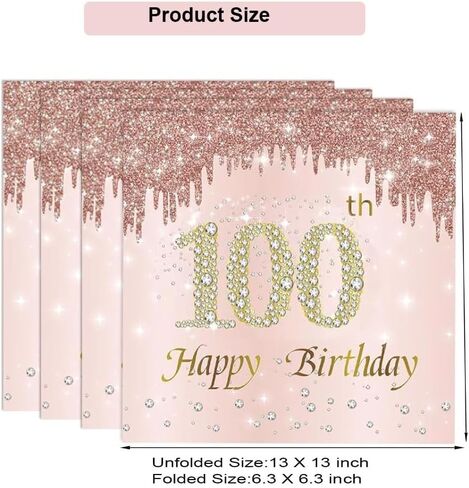 40 Pcs Rose Gold 75th Birthday Napkins 2 Ply Disposable Birthday Napkin for Women Birthday Dinner Rose Gold Luncheon Napkins for 75th Birthday Decorations & Anniversary 13 x 13 Inch in Kuwait