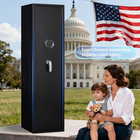 SHICHI 8-10 مسدس بصمات الأصابع آمن للبنادق والمسدسات، خزائن بندقية للبندقية مع قفل كلمة المرور، لا يلزم تجميع خزانة الأسلحة، خزائن بندقية الوصول السريع للمنزل مع إنذار مزدوج ورف قابل للتعديل in Kuwait