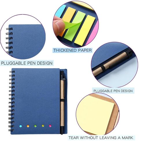 Ncozwo Small Spiral Notebook with Pen A5 Lined Notepad With Sticky Notes Mini Notebooks Set For Work Study And Notes(4.5 * 5.5Inch, 3 Pack) in Saudi Arabia