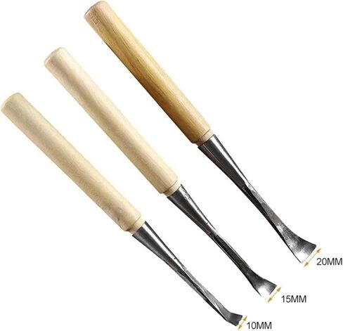 10/15/20mm Carbon Steel Spoon Bent Gouge for Woodcarving & Hollowing Hand Tool(3PC) in Saudi Arabia