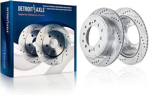 Detroit Axle - Brake Kit for Toyota 03-09 4Runner Lexus GX470 13.31" inch Front and 12.28" inch Rear Drilled & Slotted Brake Rotors Ceramic Brakes Pads 2003 2004 2005 2006 2007 2008 2009 Replacement in Saudi Arabia