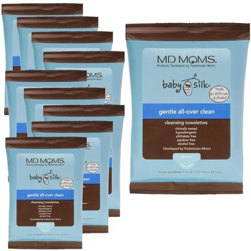 Baby Wipes by MD Moms – Sensitive Eczema Approved Hypoallergenic Cleansing Towelettes for Sensitive Skin (12 ct Travel Pouch) in Saudi Arabia