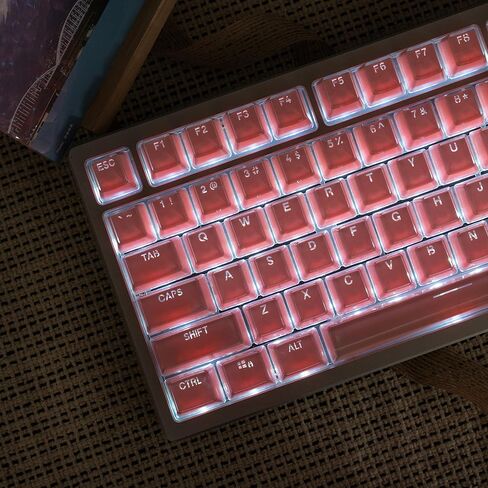 mintcaps Keycaps - 104 Keys Crystal Jelly Keycaps Translucent Custom Keyboard Keycap OEM Profile Cute Keycaps for 60/65 /75/100 Cherry Gateron Mx Mechanical, Pink and White in Kuwait