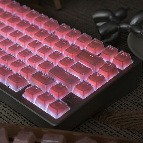 mintcaps Keycaps - 104 Keys Crystal Jelly Keycaps Translucent Custom Keyboard Keycap OEM Profile Cute Keycaps for 60/65 /75/100 Cherry Gateron Mx Mechanical, Pink and White in Kuwait