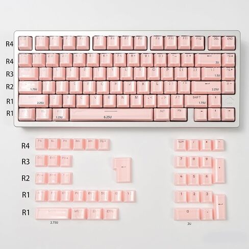 mintcaps Keycaps - 104 Keys Crystal Jelly Keycaps Translucent Custom Keyboard Keycap OEM Profile Cute Keycaps for 60/65 /75/100 Cherry Gateron Mx Mechanical, Pink and White in Kuwait