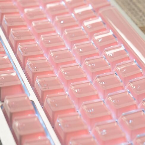 mintcaps Keycaps - 104 Keys Crystal Jelly Keycaps Translucent Custom Keyboard Keycap OEM Profile Cute Keycaps for 60/65 /75/100 Cherry Gateron Mx Mechanical, Pink and White in Kuwait