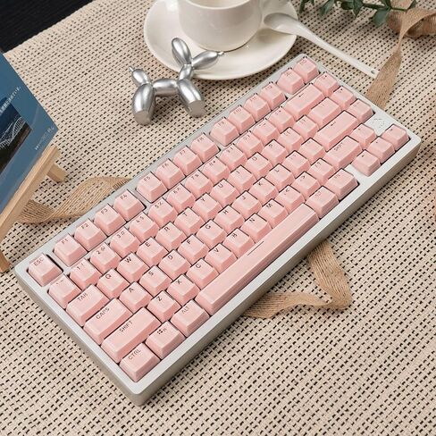 mintcaps Keycaps - 104 Keys Crystal Jelly Keycaps Translucent Custom Keyboard Keycap OEM Profile Cute Keycaps for 60/65 /75/100 Cherry Gateron Mx Mechanical, Pink and White in Kuwait