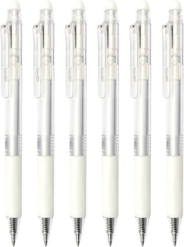 6 Pcs Erasable Gel Pens Retractable Gel Ink Pens Erasable Pen 0.5mm Fine Point Smooth Writing Pen Office School Supplies Women Men Girls Boys (White-Black Ink) in Saudi Arabia