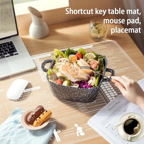 【Transparent】 Excel Cheat Sheet Desk Pad Mouse pad(31.5"x11.8") PVC Extra Large Office Keyboard Shortcuts Mousepad,Office Desk mat Accessories Mouse pad Computer Non-Slip in Kuwait
