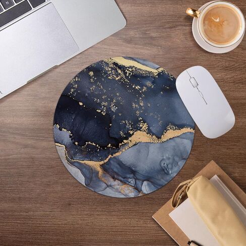 Blue Gray Gold Mouse Pad,Abstract Marble Style Mousepad for Desk Home Office Dorm Computers Laptop Accessories,7.9x7.9 Inch in Saudi Arabia