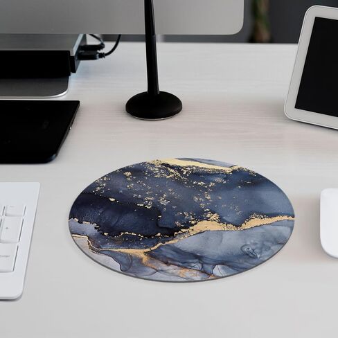 Blue Gray Gold Mouse Pad,Abstract Marble Style Mousepad for Desk Home Office Dorm Computers Laptop Accessories,7.9x7.9 Inch in Saudi Arabia