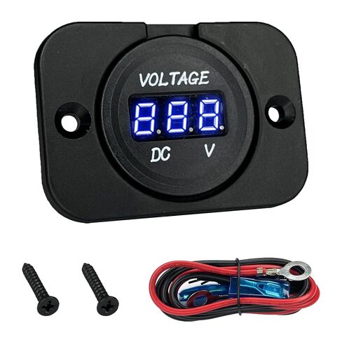 12V Battery Voltage Meter, Waterproof LED Digital Voltage Meter DC 12V, Round Panel Mount Battery Monitor Gauge with Mounting Plate & Cables for Car Boat Marine Motorcycle RV ATV UTV（Green） in Kuwait