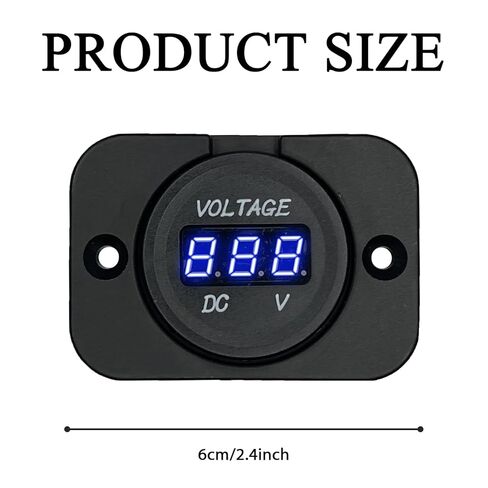 12V Battery Voltage Meter, Waterproof LED Digital Voltage Meter DC 12V, Round Panel Mount Battery Monitor Gauge with Mounting Plate & Cables for Car Boat Marine Motorcycle RV ATV UTV（Green） in Kuwait
