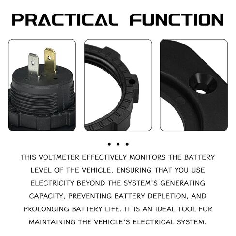 12V Battery Voltage Meter, Waterproof LED Digital Voltage Meter DC 12V, Round Panel Mount Battery Monitor Gauge with Mounting Plate & Cables for Car Boat Marine Motorcycle RV ATV UTV（Green） in Kuwait