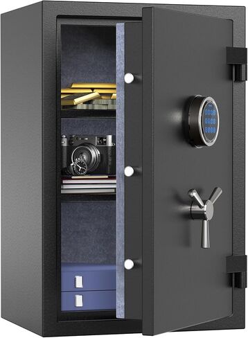 RPNB Deluxe Fireproof Safe Box, Digital Fire Proof Safe with Touch Screen, 3 Spoke Handle and Removable Shelf, Fireproof Home Safes for Jewelry Cash Documents and More, 2.12 Cubic Feet in Saudi Arabia