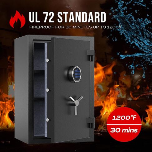 RPNB Deluxe Fireproof Safe Box, Digital Fire Proof Safe with Touch Screen, 3 Spoke Handle and Removable Shelf, Fireproof Home Safes for Jewelry Cash Documents and More, 2.12 Cubic Feet in Saudi Arabia