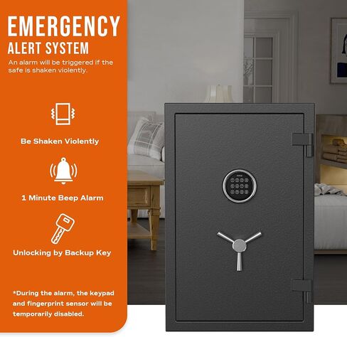 RPNB Deluxe Fireproof Safe Box, Digital Fire Proof Safe with Touch Screen, 3 Spoke Handle and Removable Shelf, Fireproof Home Safes for Jewelry Cash Documents and More, 2.12 Cubic Feet in Saudi Arabia