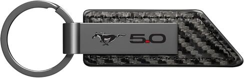 iPick Image لسيارة Ford Mustang 5.0 PU من جلد البولي يوريثان بحزام من ألياف الكربون وسلسلة مفاتيح معدنية سوداء - مرخصة رسميًا in Kuwait