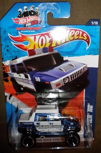ماتيل 2011 هوت ويلز HW Main Street 1/10 أزرق وأبيض EL Segundo Police Hummer H2 161/244 in Saudi Arabia