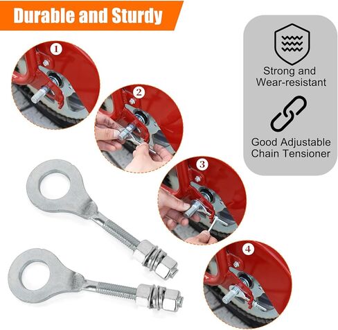 PSLER Chain Tensioner Adjuster - Rear Axle Blocks Chain Adjuster for Precise Alignment & Smooth Riding, Fits for 196cc 6.5hp Mini Bike 50-125cc ATV CRF CT200U Motovox MBX10 MBX11 Mini Bike Trail, 2PCS in Saudi Arabia