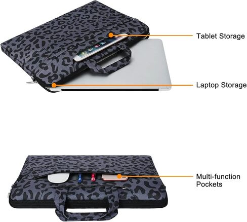 MOSISO Compatible with MacBook Air 13.6 inch Case 2022 Release A2681 M2 Chip, Plastic Leopard Grain Hard Shell Case&Keyboard Cover&Screen Protector&15.6 inch Laptop Shoulder Bag, Black in Saudi Arabia