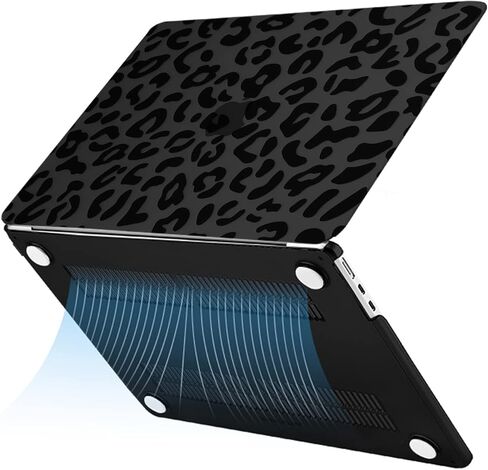 MOSISO Compatible with MacBook Air 13.6 inch Case 2022 Release A2681 M2 Chip, Plastic Leopard Grain Hard Shell Case&Keyboard Cover&Screen Protector&15.6 inch Laptop Shoulder Bag, Black in Saudi Arabia