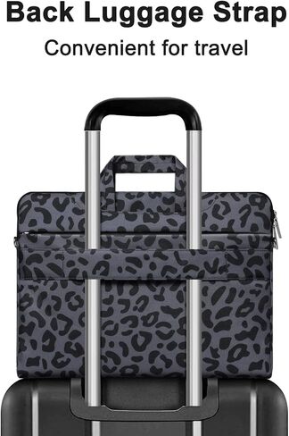 MOSISO Compatible with MacBook Air 13.6 inch Case 2022 Release A2681 M2 Chip, Plastic Leopard Grain Hard Shell Case&Keyboard Cover&Screen Protector&15.6 inch Laptop Shoulder Bag, Black in Saudi Arabia