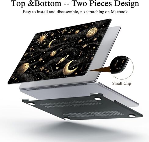 Fashion Blue Sun Moon case for MacBook Air 13'' Case 2022 2021 2020 2019 2018 Design Plastic Hard Shell Touch ID A1932 A2179 M1 A2337 Aesthetic Celestial Slim Protect Case in Saudi Arabia