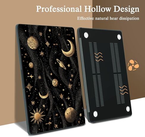Fashion Blue Sun Moon case for MacBook Air 13'' Case 2022 2021 2020 2019 2018 Design Plastic Hard Shell Touch ID A1932 A2179 M1 A2337 Aesthetic Celestial Slim Protect Case in Saudi Arabia