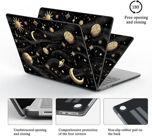 Fashion Blue Sun Moon case for MacBook Air 13'' Case 2022 2021 2020 2019 2018 Design Plastic Hard Shell Touch ID A1932 A2179 M1 A2337 Aesthetic Celestial Slim Protect Case in Saudi Arabia