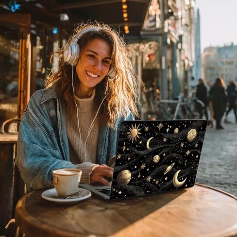 Fashion Blue Sun Moon case for MacBook Air 13'' Case 2022 2021 2020 2019 2018 Design Plastic Hard Shell Touch ID A1932 A2179 M1 A2337 Aesthetic Celestial Slim Protect Case in Saudi Arabia