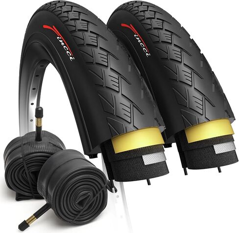 Fincci Pair 700x38c Bike Tire Foldable 40-622 with 1mm Antipuncture Protection and Presta Valve Inner Tubes 48mm for Electric Road Mountain MTB Hybrid Bike Bicycle with 700 x 38c Tires - Pack of 2 in Saudi Arabia