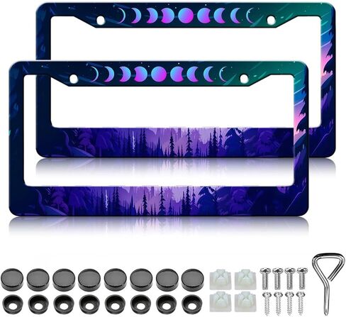 Black White Bow License Plate Frames for Women - 2 Pack Cute License Plate Holder Covers, Aluminum Metal Rust-Proof Waterproof Car Tag Frame with Screws Fasteners Caps in Saudi Arabia