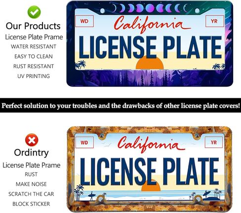 Black White Bow License Plate Frames for Women - 2 Pack Cute License Plate Holder Covers, Aluminum Metal Rust-Proof Waterproof Car Tag Frame with Screws Fasteners Caps in Saudi Arabia
