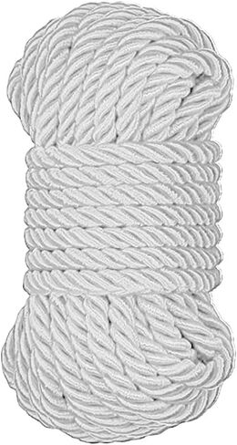 Braided Nylon Silk Ropes - Extra Strength Durable and Soft Thick Multi-Purpose Length 32ft with 8mm Diameter – Pack of 1 Rope (White) in Saudi Arabia