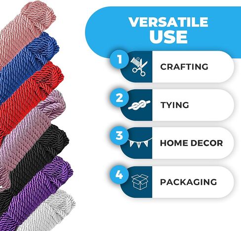 Braided Nylon Silk Ropes - Extra Strength Durable and Soft Thick Multi-Purpose Length 32ft with 8mm Diameter – Pack of 1 Rope (White) in Saudi Arabia
