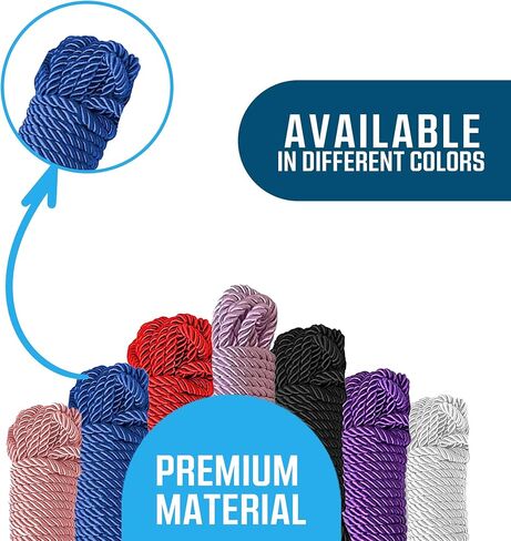 Braided Nylon Silk Ropes - Extra Strength Durable and Soft Thick Multi-Purpose Length 32ft with 8mm Diameter – Pack of 1 Rope (White) in Saudi Arabia