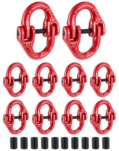 QWORK 10 Pcs Red Painted G80 Alloy Steel Connecting Link, 3/8", 7100 lbs Working Load Limit, Hammer Lock Safety Chain Connector Link in Kuwait