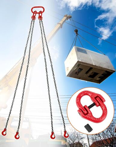 QWORK 10 Pcs Red Painted G80 Alloy Steel Connecting Link, 3/8", 7100 lbs Working Load Limit, Hammer Lock Safety Chain Connector Link in Kuwait